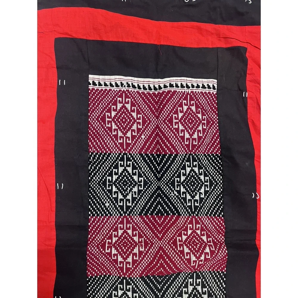 Handwoven Laotian‎ Textile Wall Hanging Black White Red Lao 60